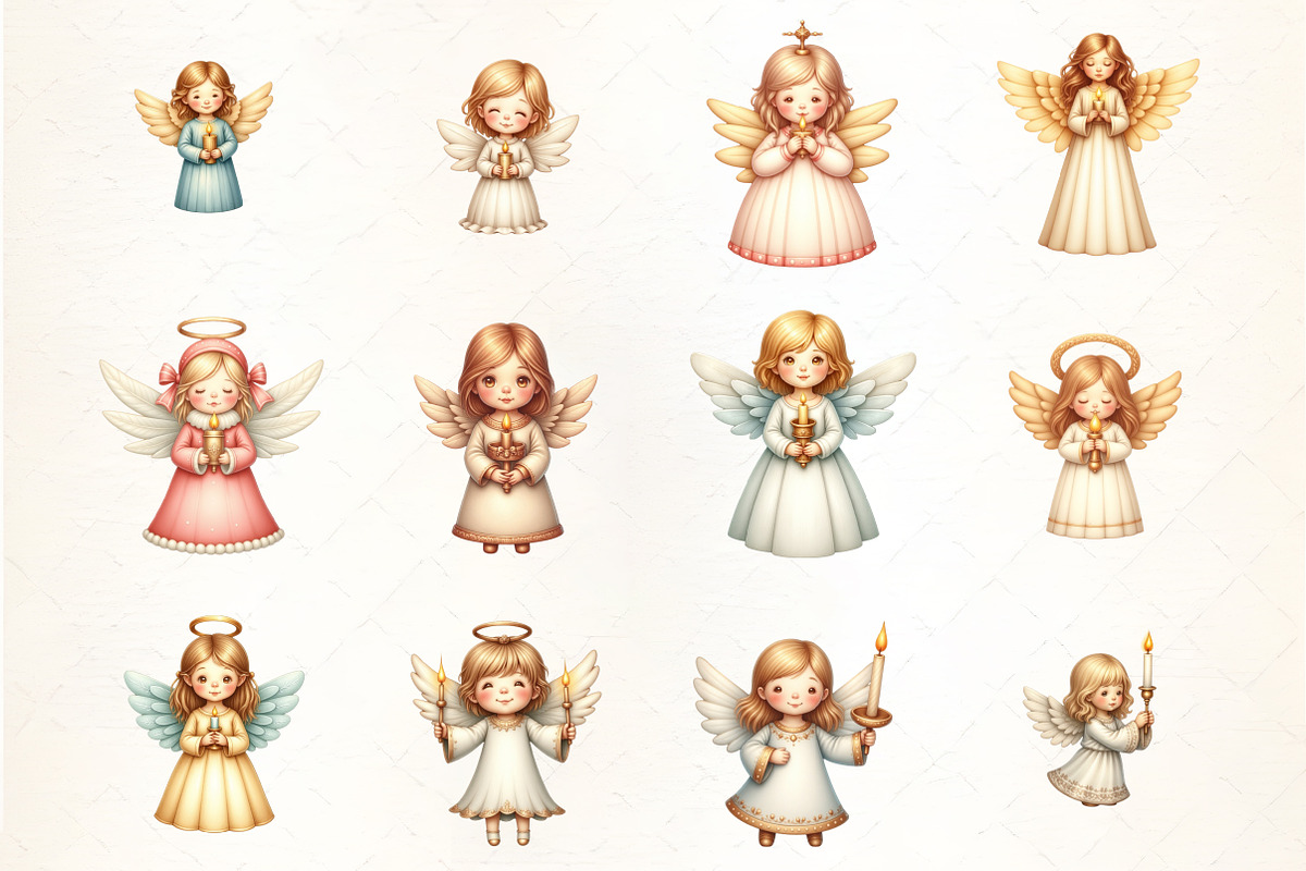 Christmas Angel with Candle Clipart, an Illustration by CrexoraLab (Photo 3 of 5)