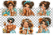 Whimsical Summer Coffee Girl Clipart, a Seasonal Illustration by Daily.Designs (Thumbnail 3 of 3)