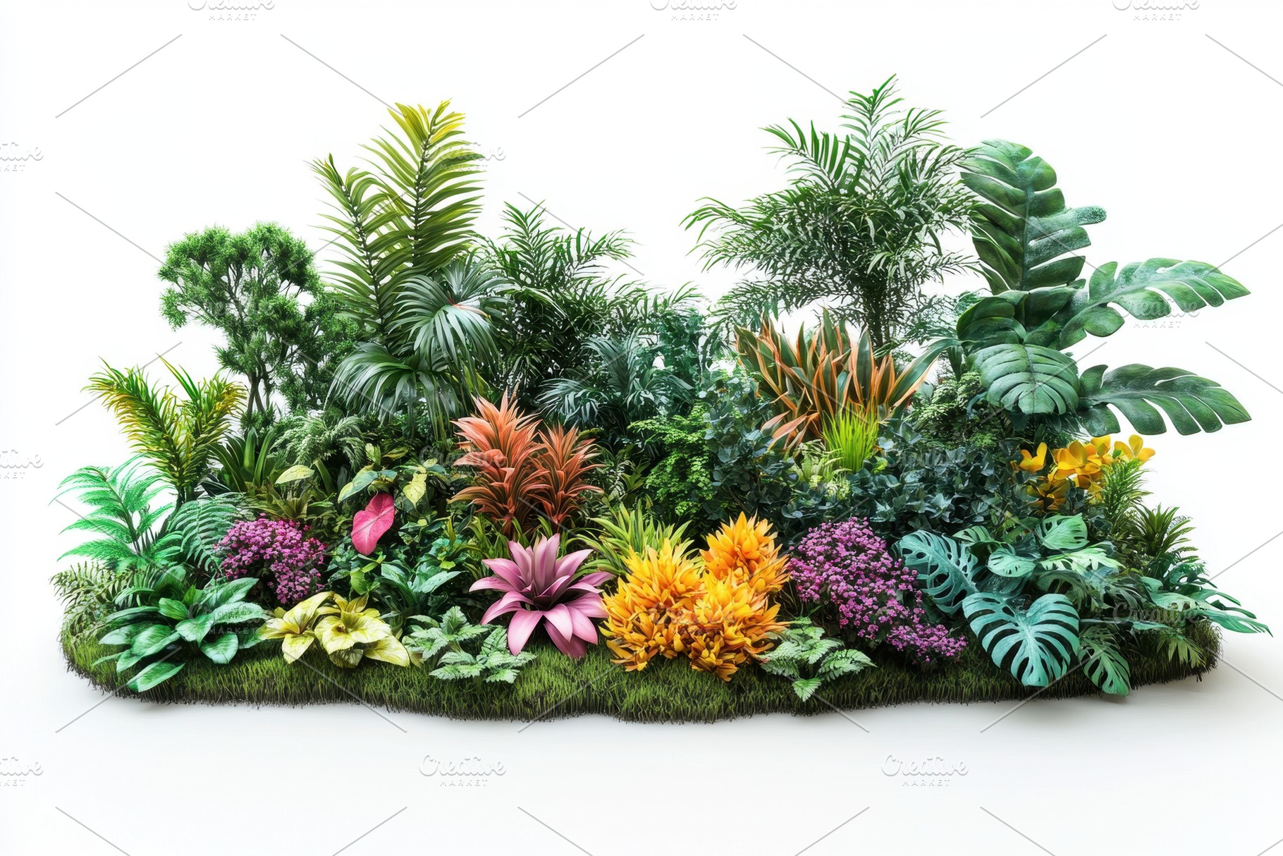 Vibrant tropical garden arrangement, a Photo by Tanuart
