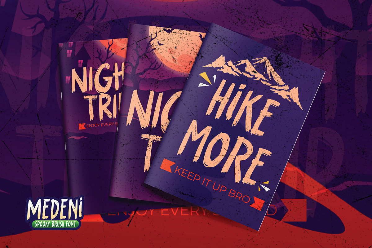 MEDENI - Spooky Brush Font, a Font by Gassstype (Photo 3 of 8)