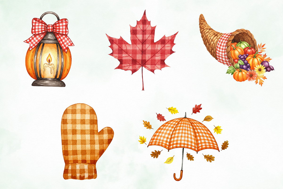 Gingham Autumn PNG Clipart, an Illustration by Creative Art (Photo 3 of 9)