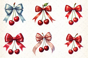 Cherry With Bow PNG, Watercolor, an Illustration by DreamCafeArt (Thumbnail 4 of 4)