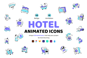 Animated Hotel Icon Set, a Duotone Icon by Vectors Market