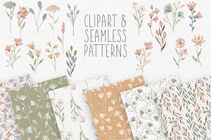 Watercolor clipart & Digital Paper, an Illustration by illuztrate