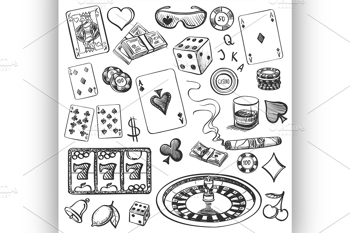 Hand drawn Casino Collection, an Illustration by Netkoff
