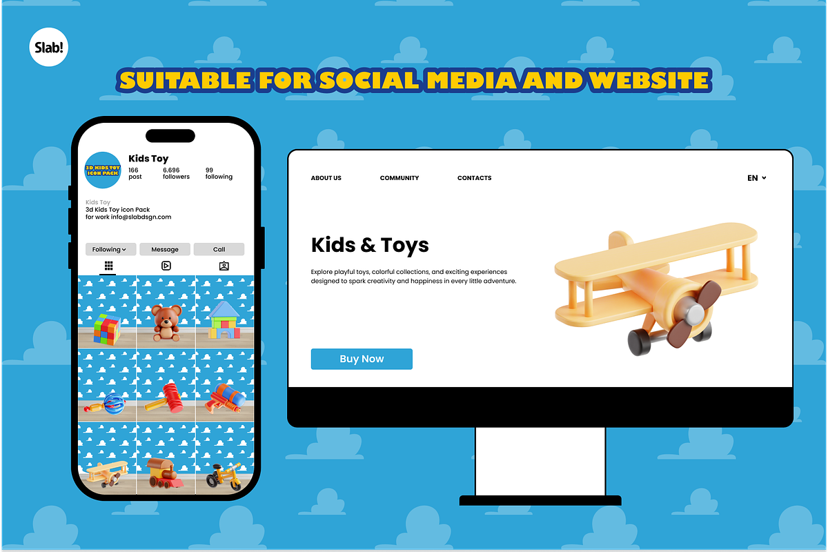 Kids Toy 3D Icon Pack, an Object 3D Model by SLAB! Design (Photo 3 of 4)
