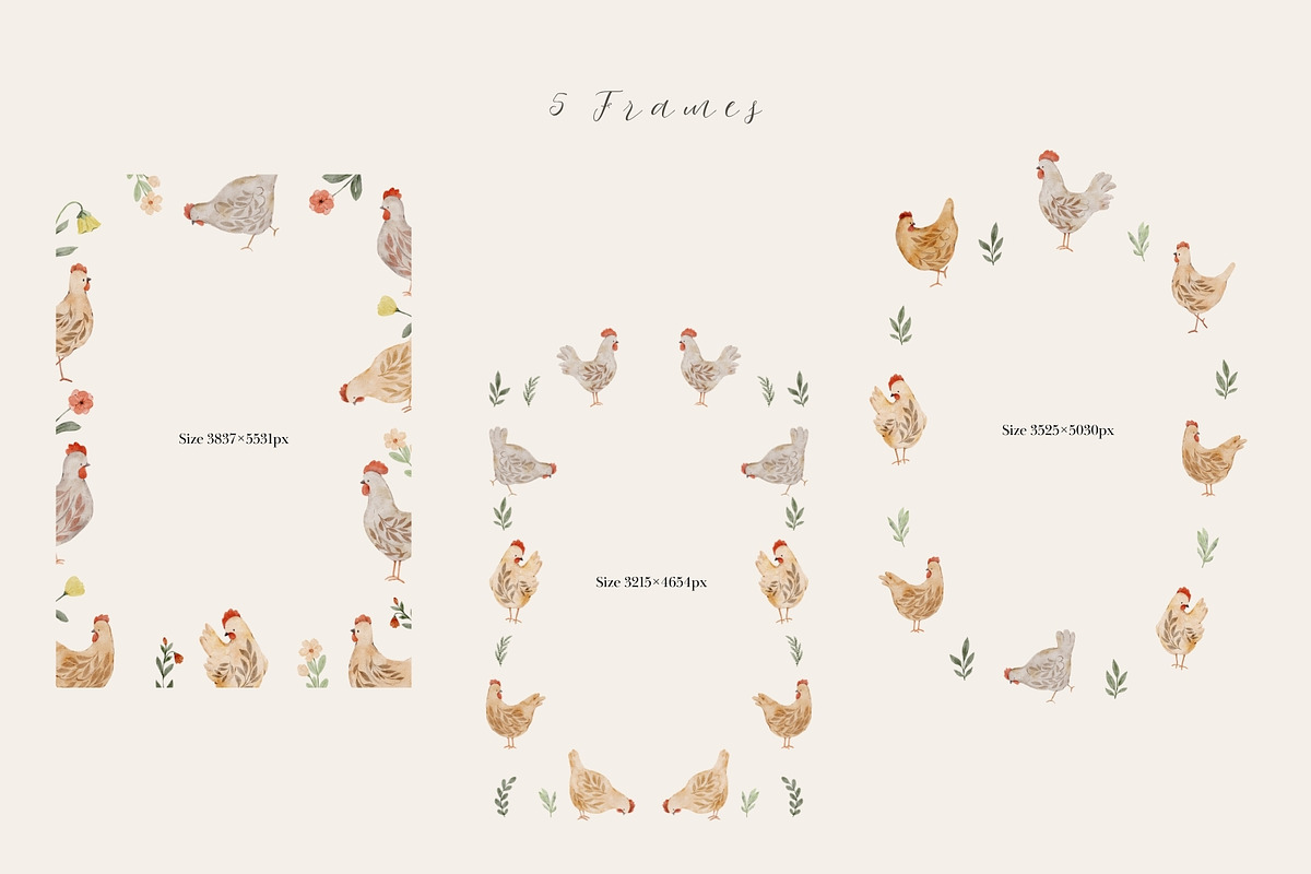 Watercolor Chickens Collection, an Animal Illustration by Jenteva Art (Photo 5 of 18)