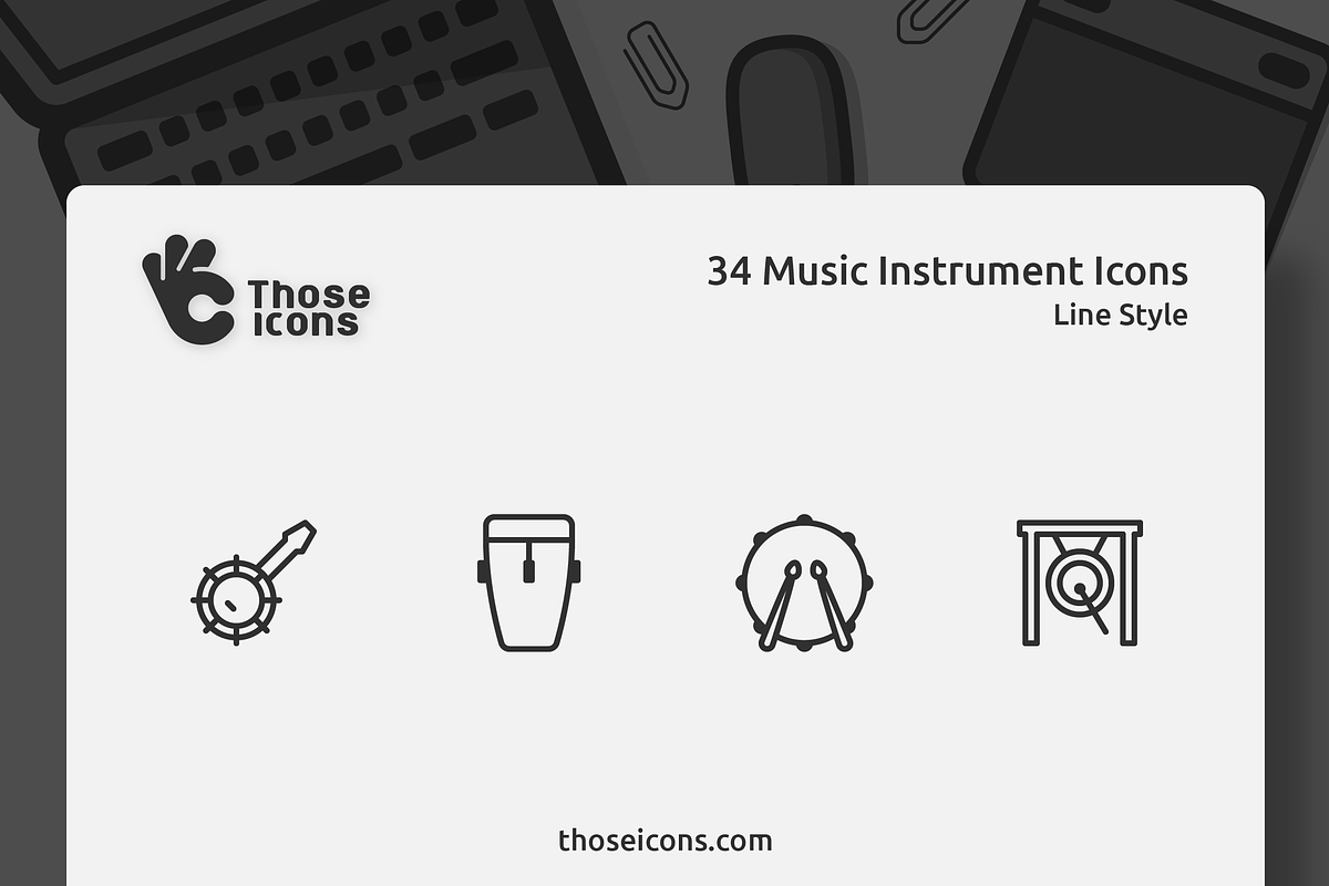 34 Music Instruments Line Icon, an Outline Icon by Those Icons (Photo 1 of 2)