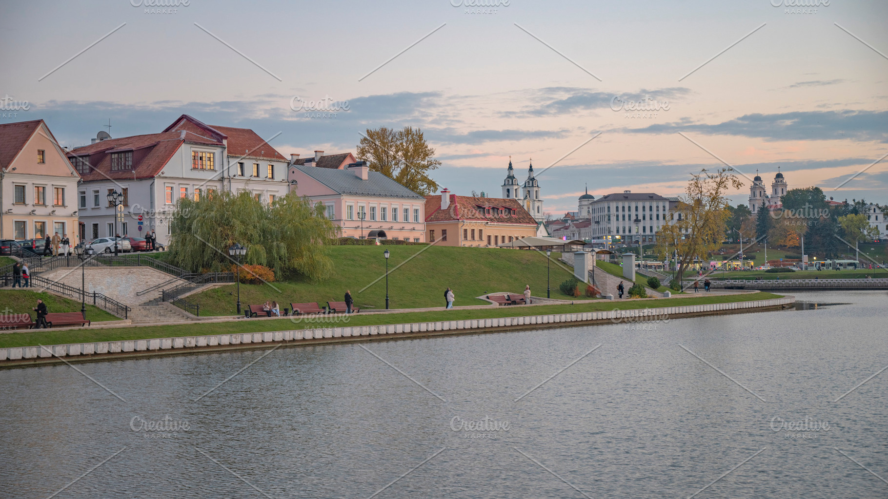 Golden autumn in Minsk by the river. Belarus., a Photo by Pictures for you!!!!!!!!!