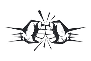 Two clenched fists bumping together.