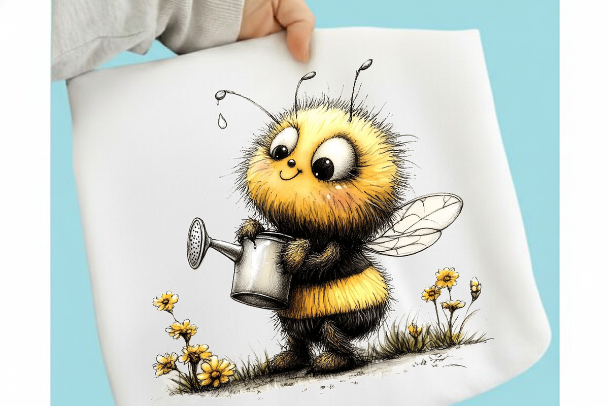 Whimsical Fuzzy Bee PNG Clipart Bund, an Illustration by designcity5 (Photo 3 of 5)