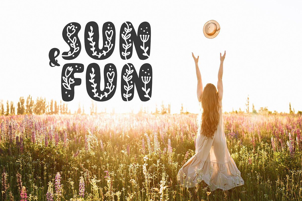 Flower Hand Drawn display Font, a Script Font by Happy Letters (Photo 2 of 10)