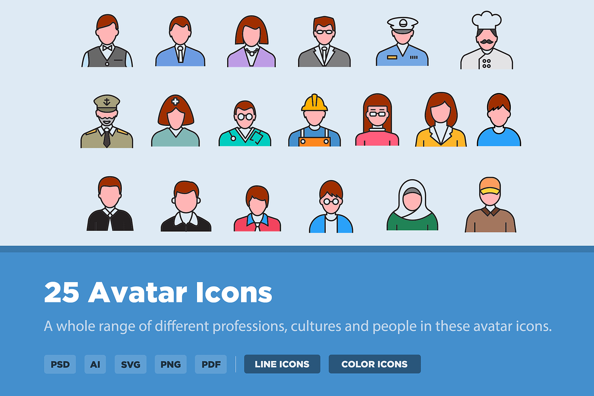 25 Avatar Icon Set, an Icon by Creative VIP