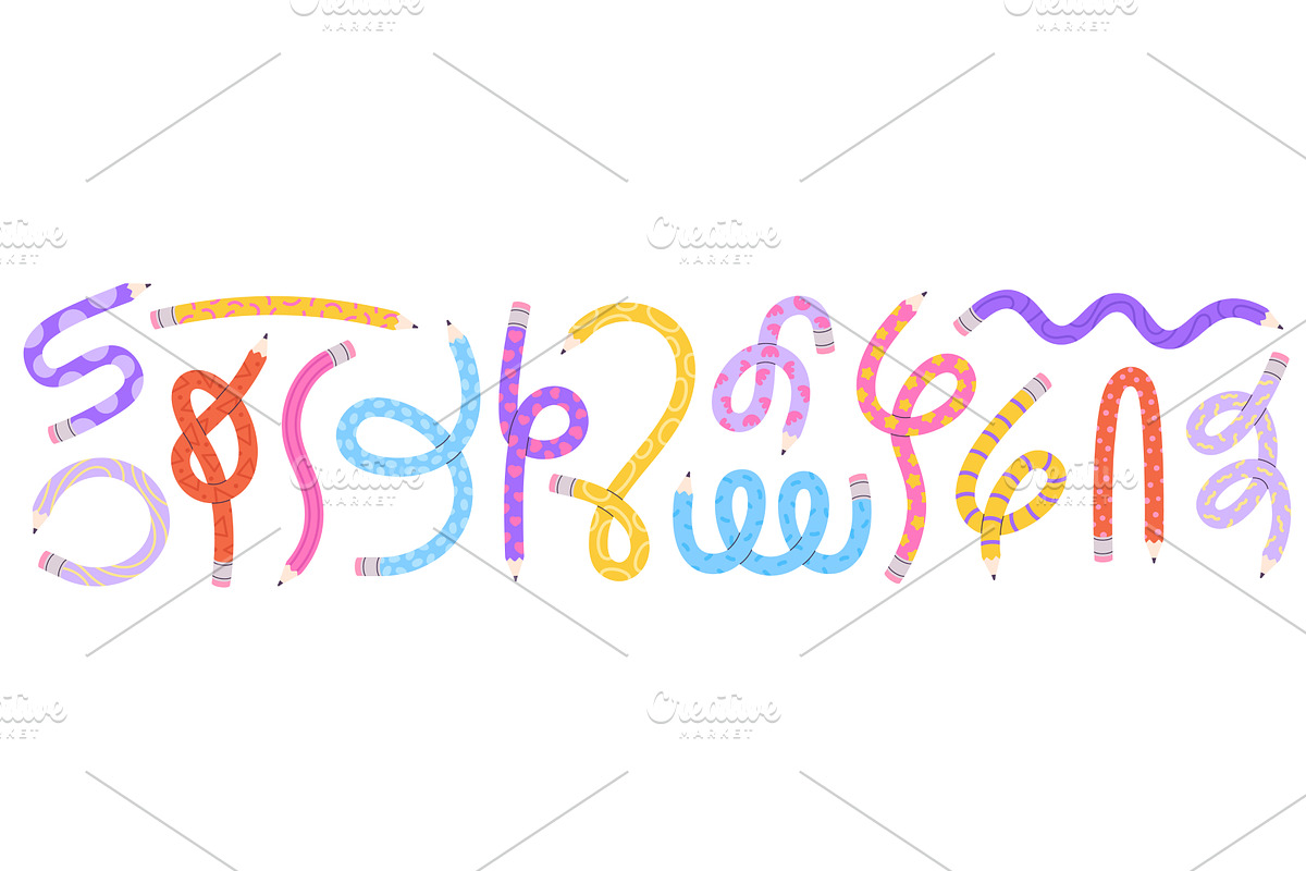 Curved pencils. Funny flexible, an Object Illustration by LadadikArt
