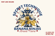 Retro Banana Ninjas Mascot, a Branding & Logo Template by Judsart (Thumbnail 1 of 3)