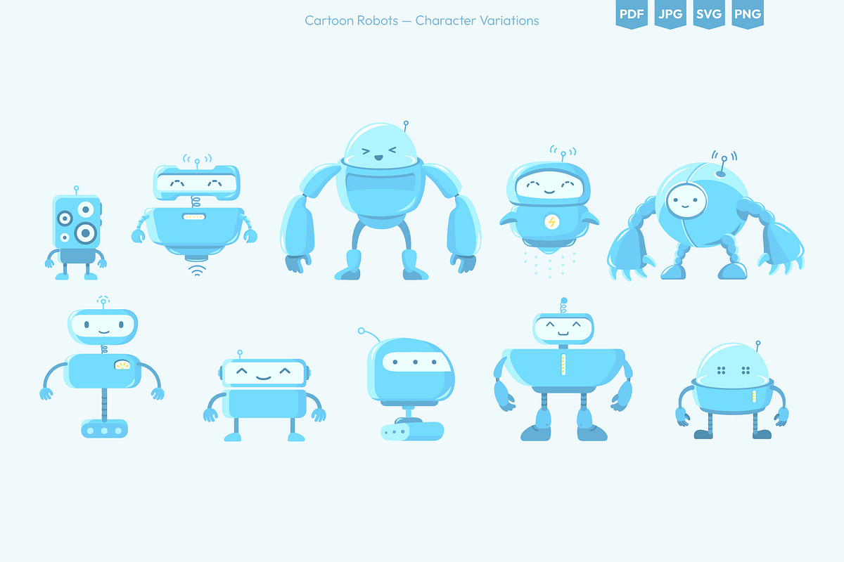 Cartoon Robots Vector Collection, a Technology Illustration by Ilia Design (Photo 2 of 10)