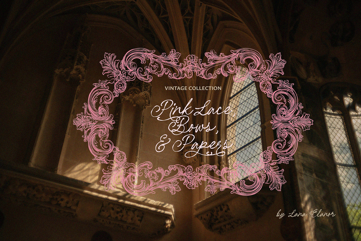 Vintage Pink Lace, Bows & Papers, an Object Graphic by Lana Elanor (Photo 3 of 15)