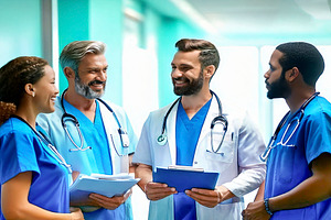 Healthcare team interacting each other, a Healthcare Illustration by DanFLCreativo
