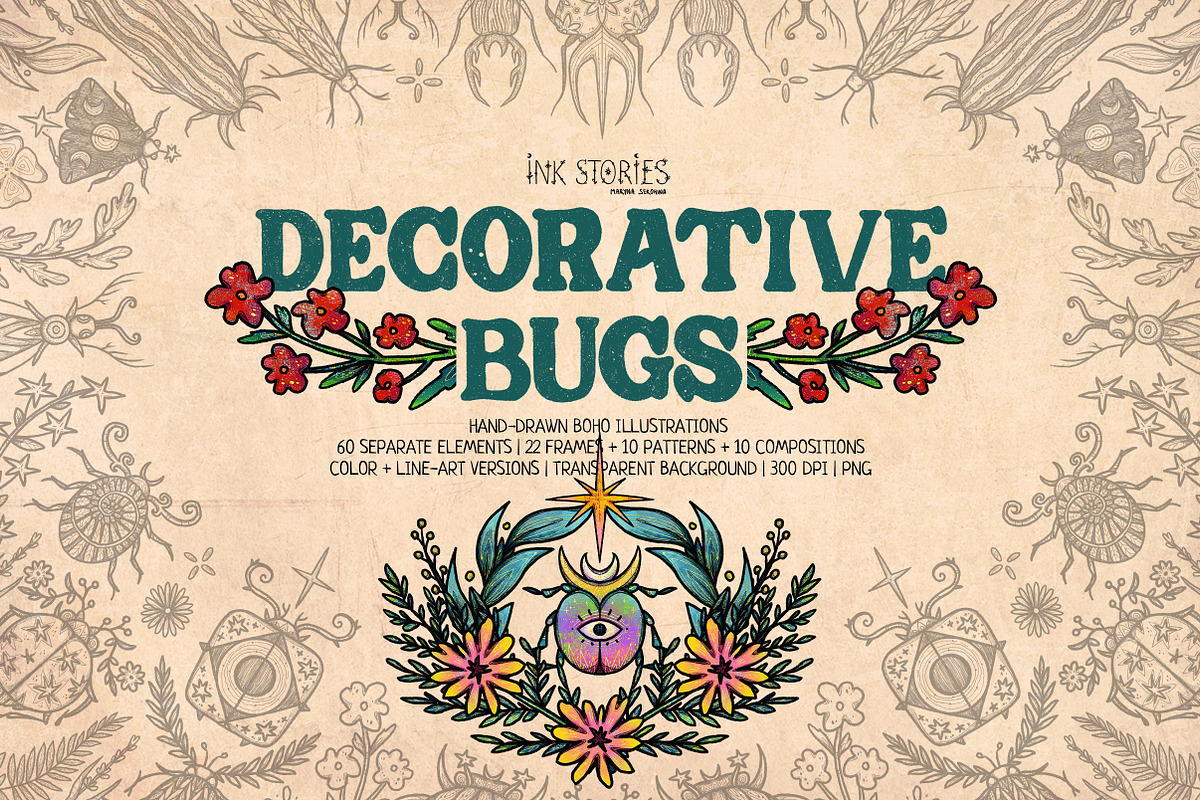 Decorative Bugs | Hand-drawn Bettles, an Animal Illustration by Ink Stories (Photo 1 of 28)