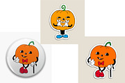 Rubber Hose Pumpkins Clipart Set, an Object Graphic by ChubbyBunny Art (Thumbnail 2 of 9)
