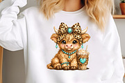 Cute Western Highland Cow Coffee PNG, a Seasonal Illustration by CraftArtStudio (Thumbnail 3 of 4)