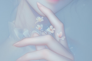 A close-up of a delicate, ethereal figure with soft features and pastel colors., a Photo by Textures & Backgrounds