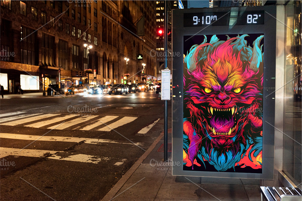 Psychedelic Grin Monster. 16 Posters, a Decorative Illustration by KENO Mascots (Photo 8 of 9)