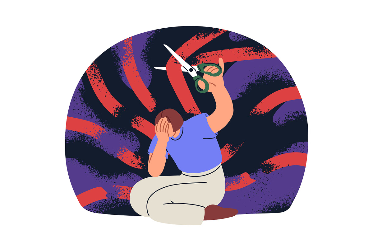 People cut ties, psychology concept, a Person Illustration by Good Studio (Photo 5 of 6)