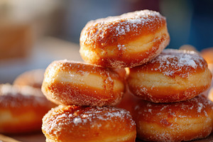 Stack of sugar-coated donuts, a Food & Drink Photo by AlyaAnd