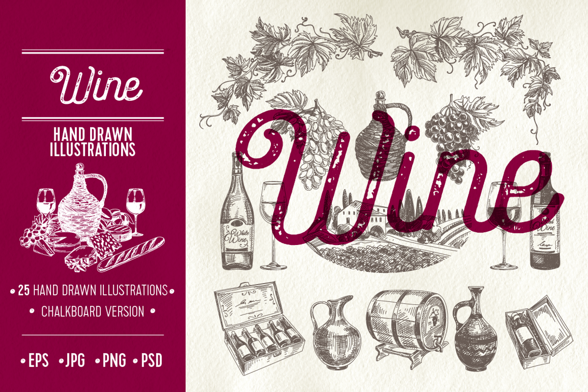Hand drawn wine illustrations, a Food Illustration by Natalya Levish (Photo 1 of 5)