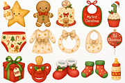 First Christmas PNG Baby Shower Set, a Seasonal Illustration by SugarCloudStudioArt (Thumbnail 4 of 5)