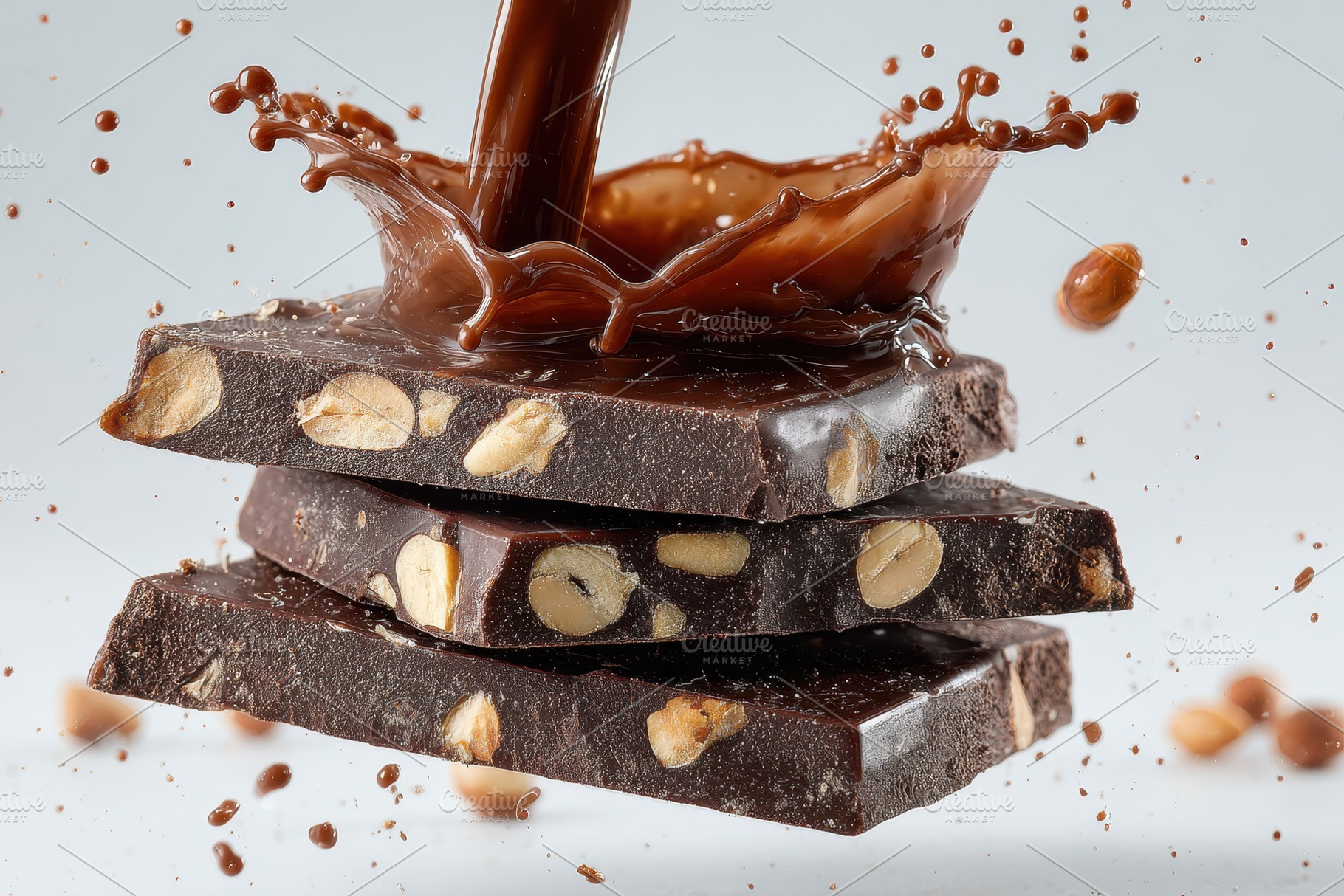 Delicious dark chocolate bar with nu, a Photo by Pixeness Studio