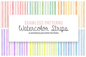 Six Watercolour Striped Pattern, a Pattern Graphic by Waterystrokes
