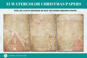 15 WATERCOLOR CHRISTMAS STATIONERY