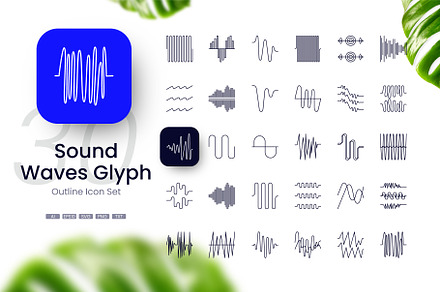 Sound Waves Glyph icon set, an Outline Icon by cidcud_graphic