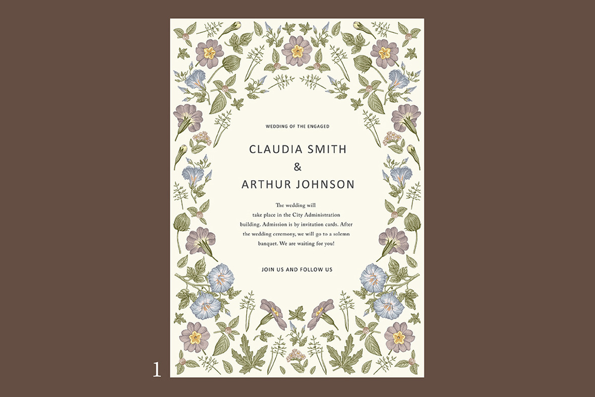 3 Wedding Cards + Seamless Pattern, a Pattern Graphic by Vintage (Photo 2 of 15)