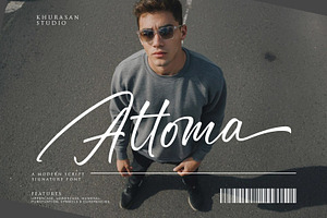 Attoma - A Modern Script, a Script Font by khurasan