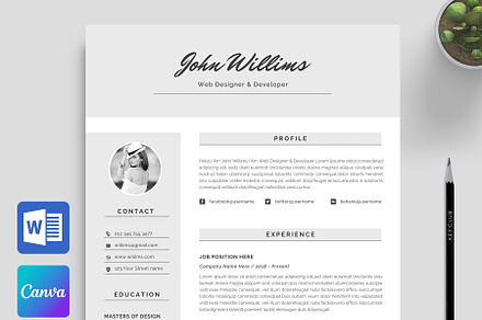 Resume / CV Template | Canva & Word