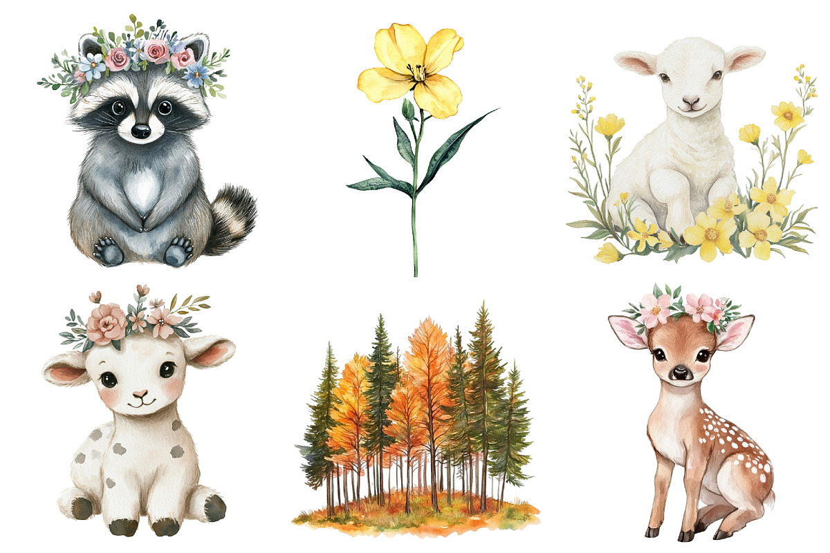 Sweet Woodland Floral Animal, an Illustration by CitraGraphics (Photo 2 of 5)