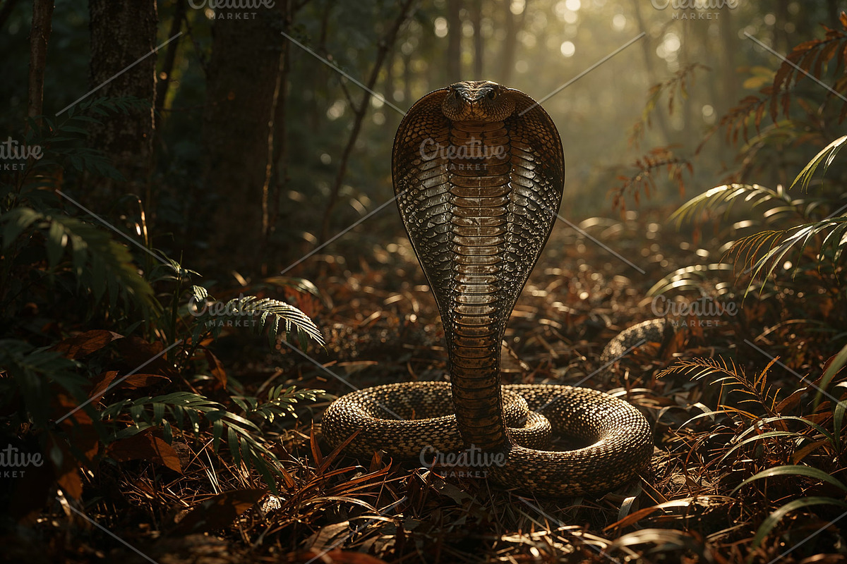 Coiling king cobra, an Illustration by wavebreak