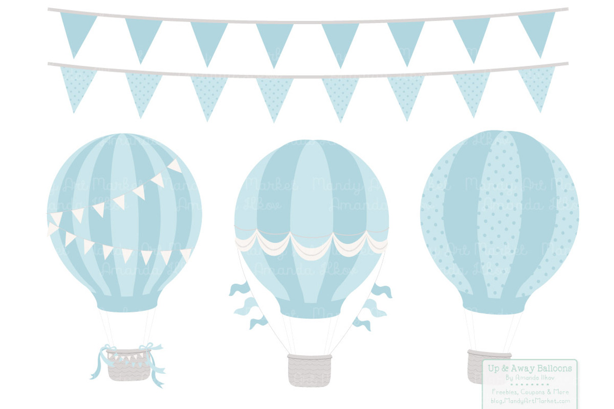 Blue & Mint Hot Air Balloons, an Illustration by Amanda Ilkov (Photo 3 of 5)