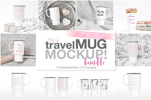 15oz Plastic Travel Mug Mockup Bundl
