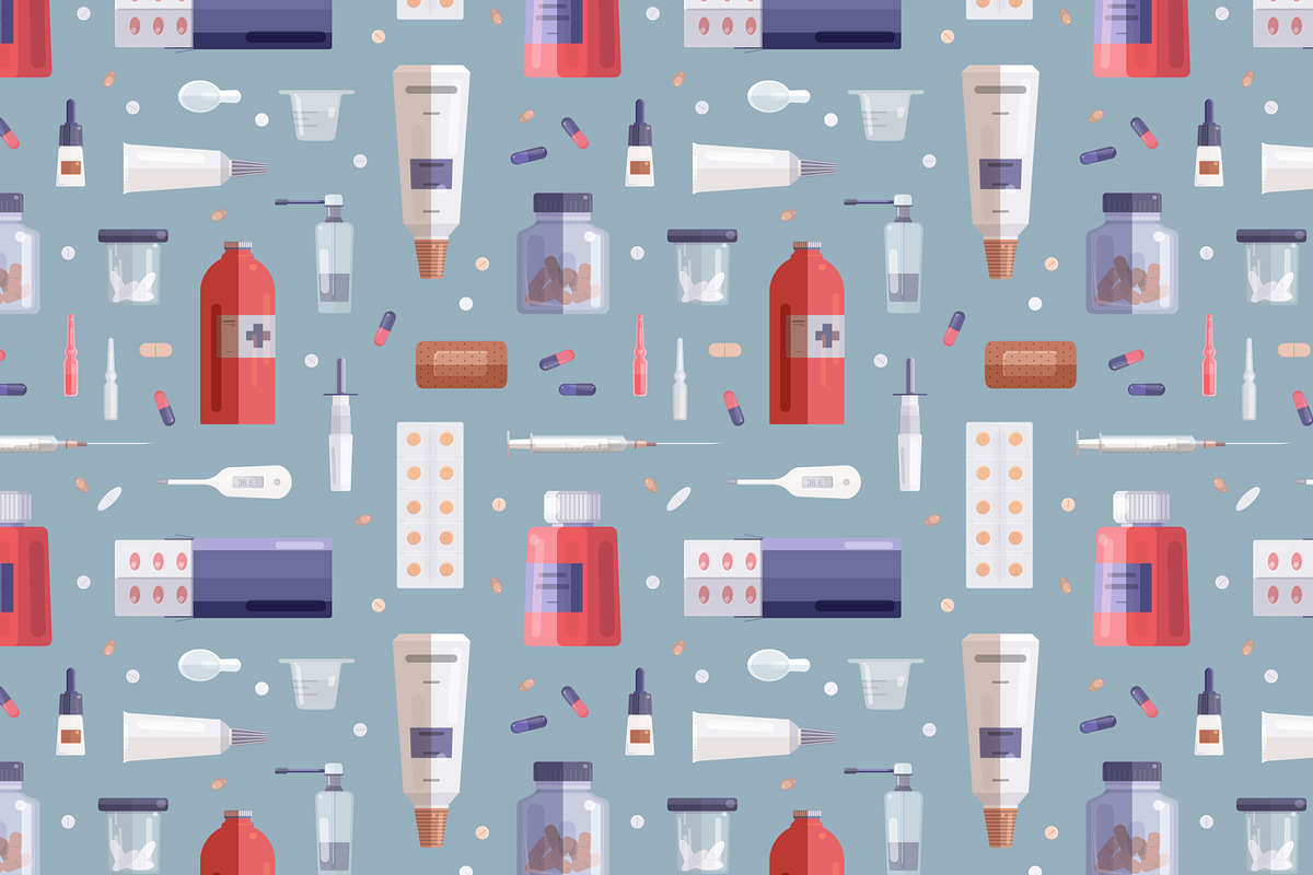 Medicine set + seamless pattern, a Healthcare Illustration by Good Studio (Photo 6 of 14)