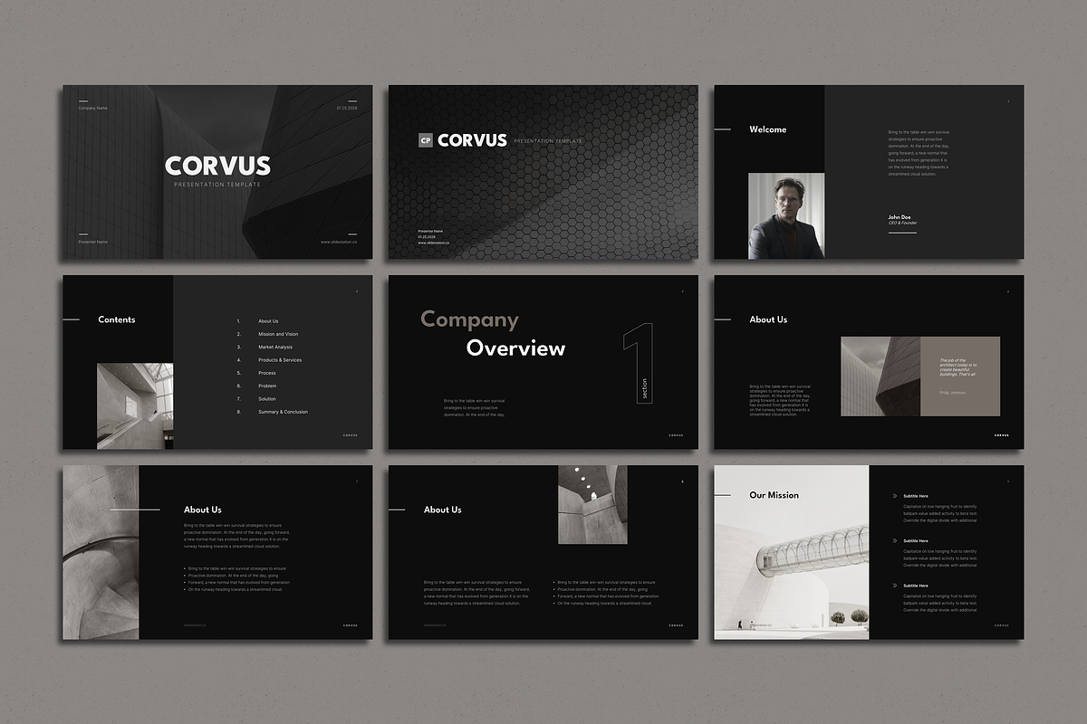Corvus Presentation Template, a Presentation Template by SlideStation (Photo 4 of 12)
