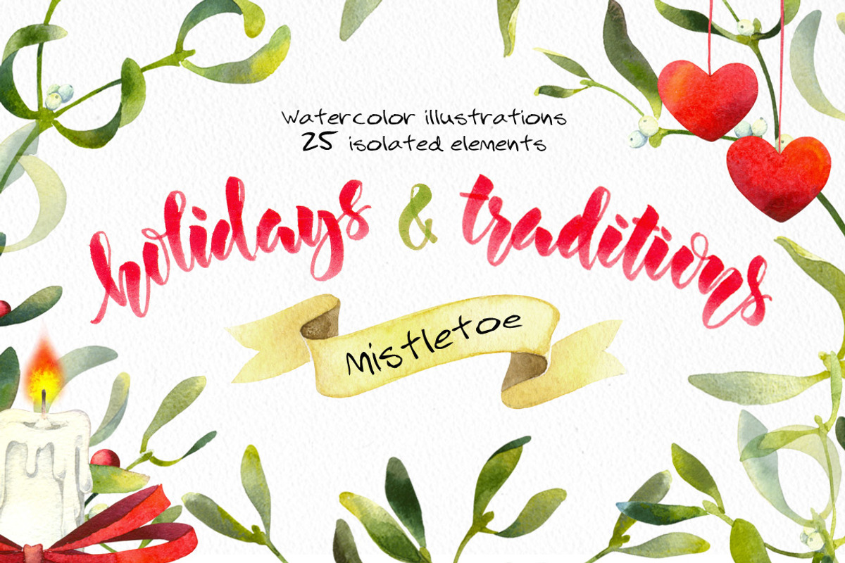 Mistletoe - watercolor illustrations, a Decorative Illustration by Color and Decor (Photo 1 of 6)