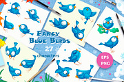 Fancy Blue Birds Big set. Characters, a Food Illustration by Maycat_store (Thumbnail 2 of 6)
