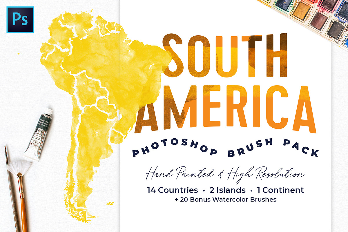 South America Watercolor PS Brushes, a Brush Add-On by Fernwel Creative (Photo 1 of 5)