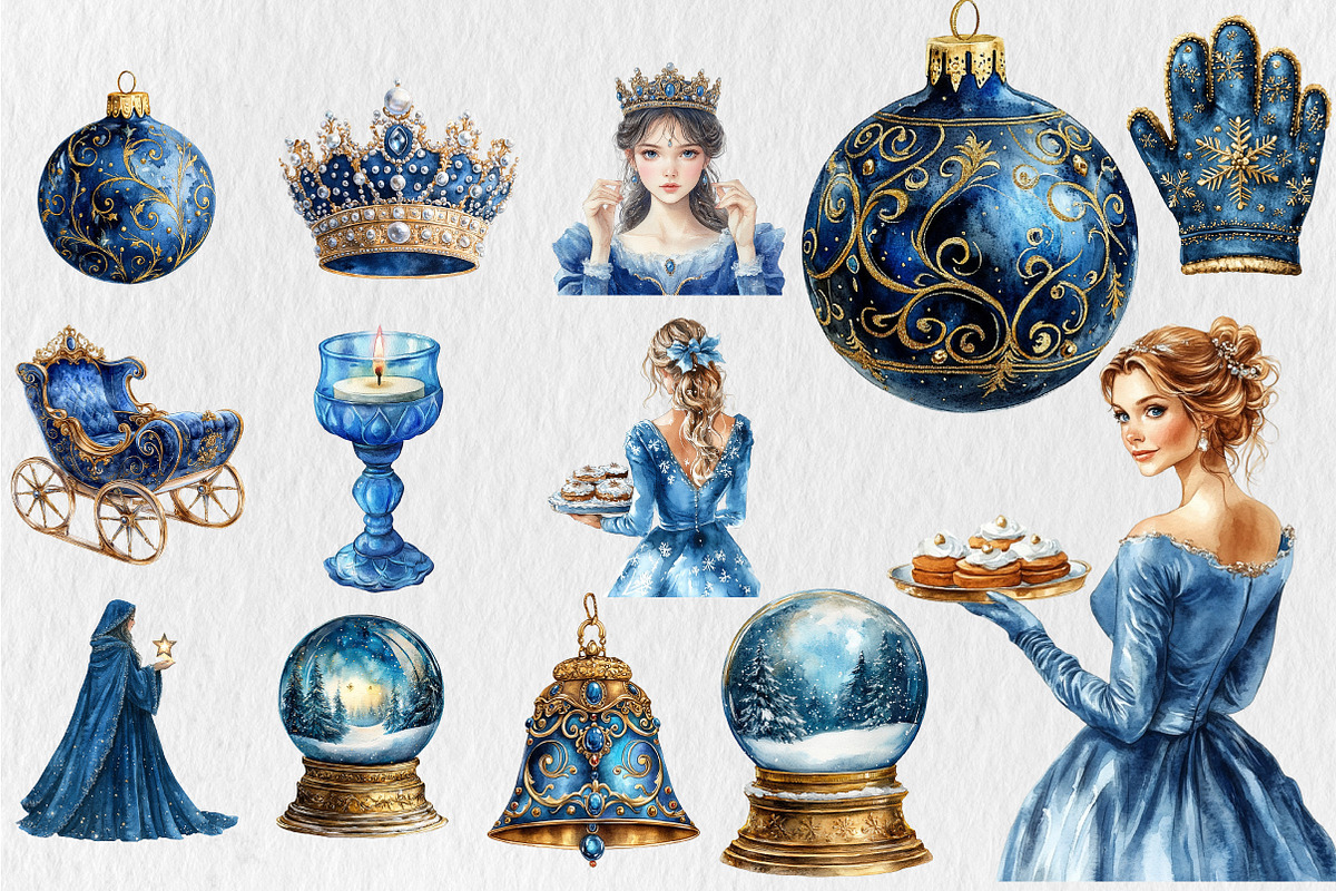 Blue Royalty Christmas Clipart, an Illustration by Rose Art (Photo 4 of 4)
