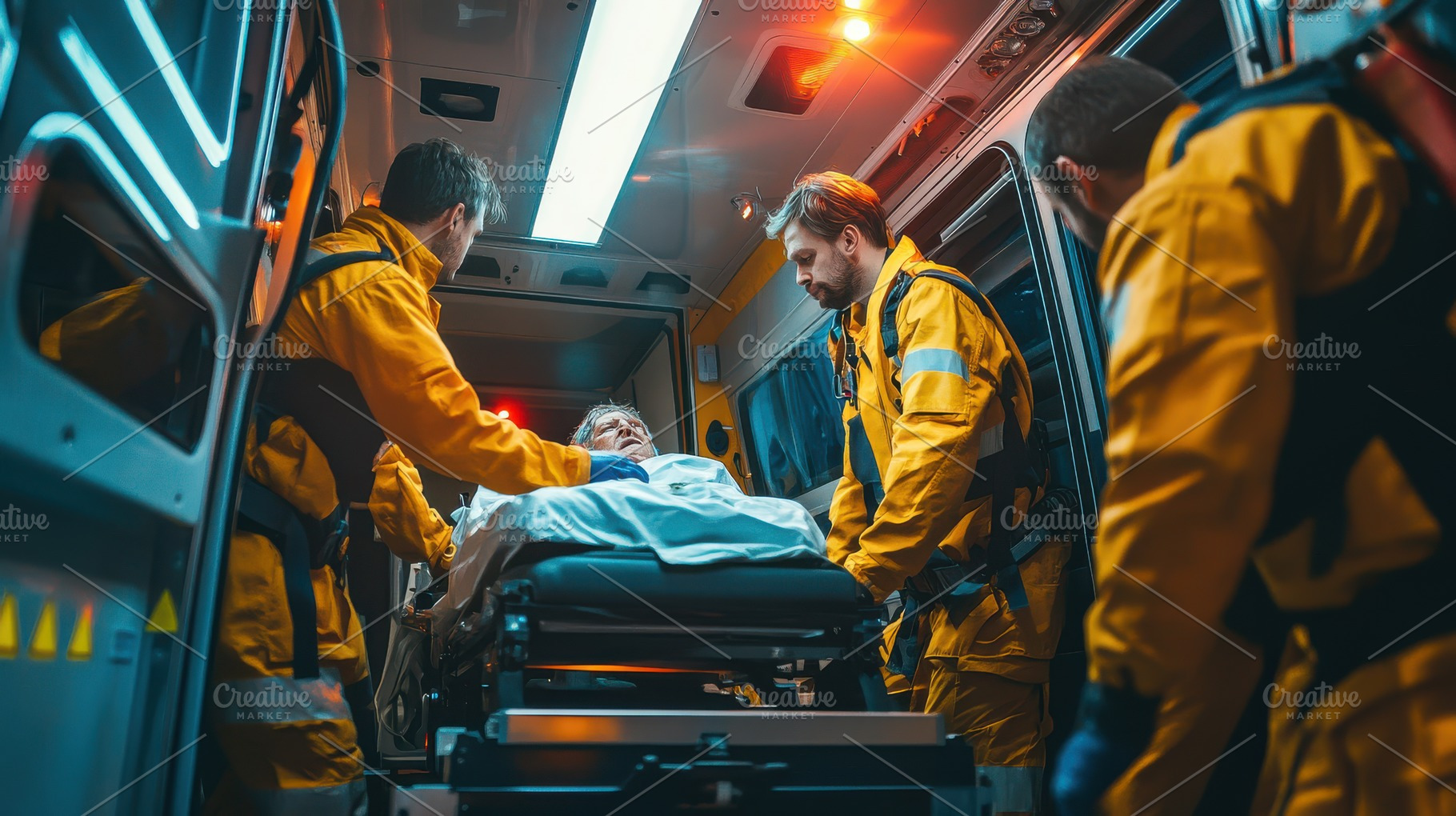 Emergency medical technicians transf, a Health & Medical Photo by Pixeness Studio