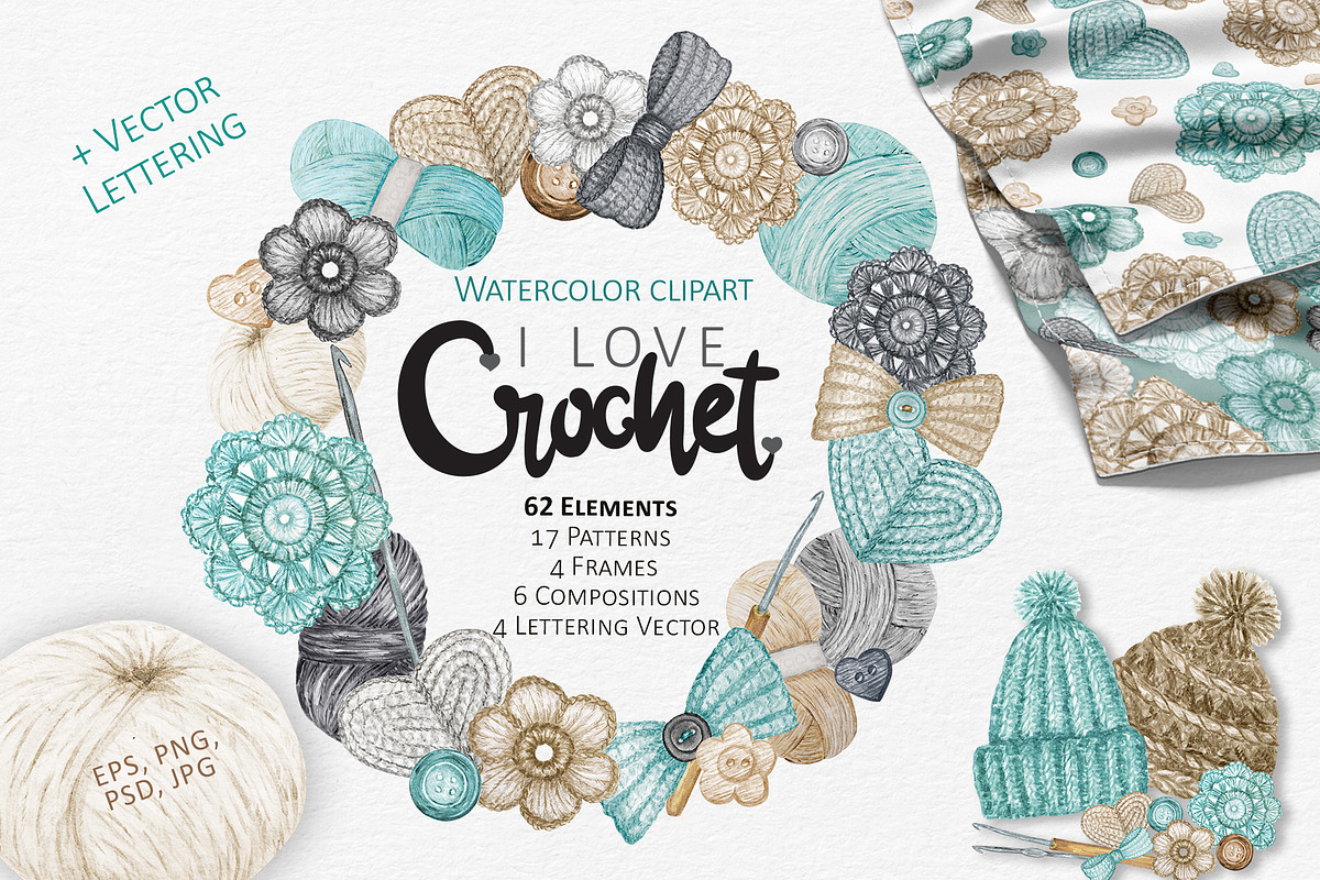 Crochet Knitting Watercolor logo, an Object Graphic by svetlanaARTdreams (Photo 1 of 10)